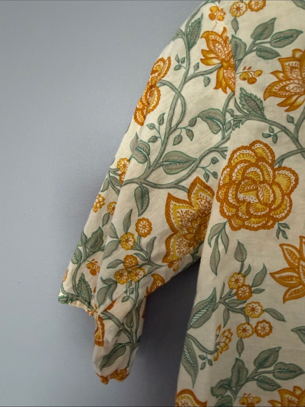 KILOL Floral Block Print Camp Shirt Button Down Cropped Large - Picture 5 of 10